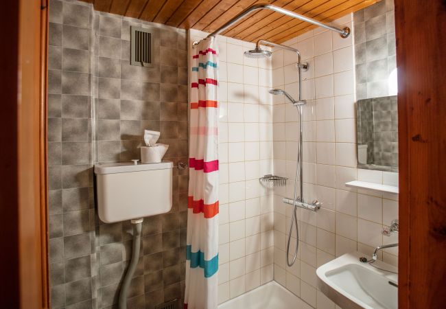 Badkamer Dagmar Alpenhaus Montafon Badkamer met douche en wastafel in het Dagmar Alpenhaus Montafon