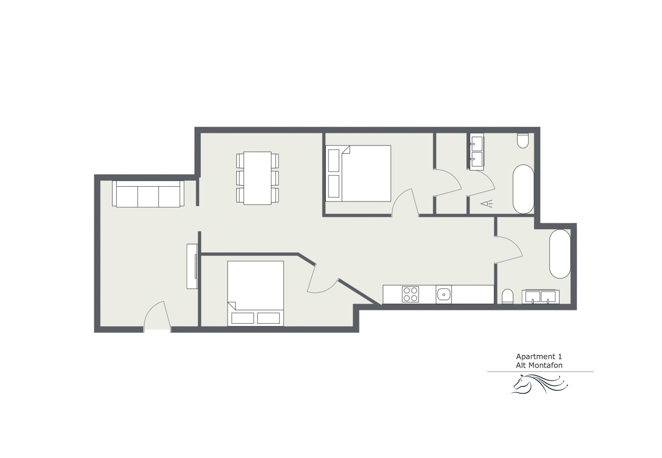 Plattegrond Alt Montafon Appartment 1 Plattegrond van Alt Montafon Appartment 1
