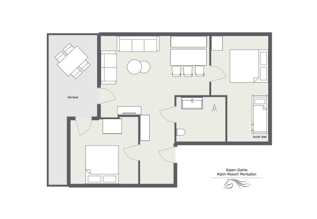 Plattegrond Alpen-Dohle 202 Alpin-Resort Montafon Plattegrond van Alpen-Dohle 202 Alpin-Resort Montafon