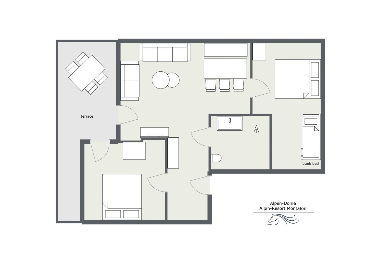 Plattegrond Alpen-Dohle 202 Alpin-Resort Montafon Plattegrond van Alpen-Dohle 202 Alpin-Resort Montafon