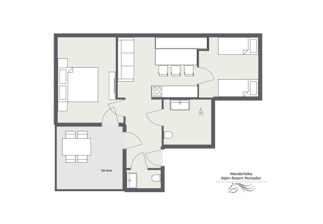 Appartement in Gargellen - Appartement met twee slaapkamers, een tweepersoonsbed en eenpersoonsbedden  Appartement in Gargellen - Appartement met twee slaapkamers, een tweepersoonsbed en eenpersoonsbedden