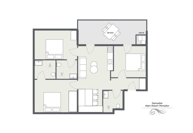 Plattegrond Steinadler 315 Alpin-Resort Montafon Plattegrond van Steinadler 315 Alpin-Resort Montafon