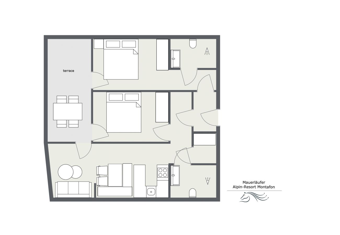 Appartement in Gargellen - 67m2 Ferienwohnung 