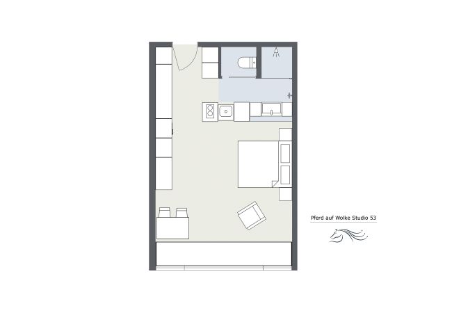 Floor plan Natali`s Studio 53 im  Bonawinkel Floor plan of Natali`s Studio 53 im  Bonawinkel