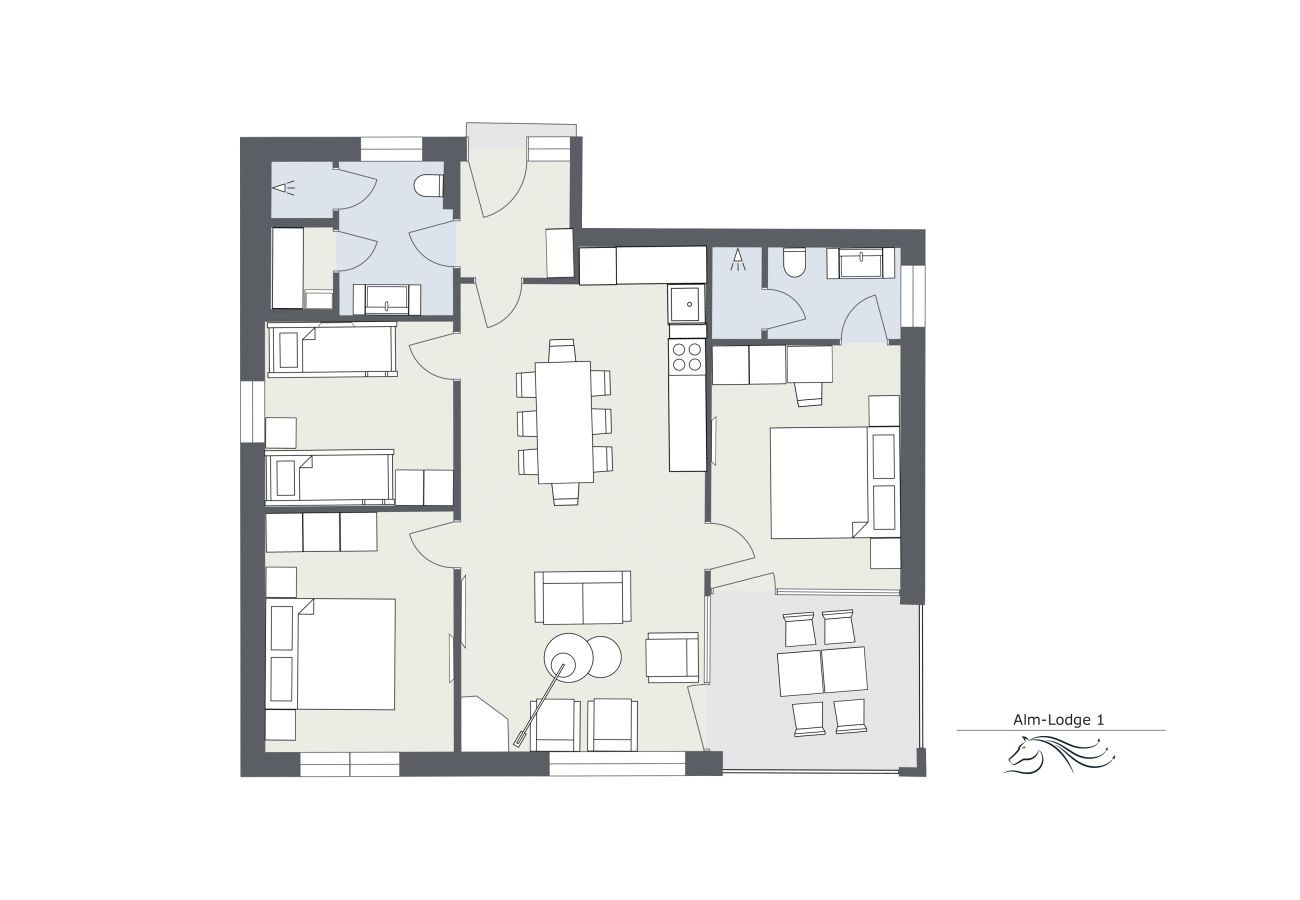 Room plan Alm Lodge 1 Room plan of Alm Lodge 1