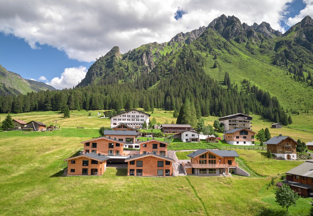 Exterior view of Alm Lodge 8 Exterior view with beautiful view from Alm Lodge 8