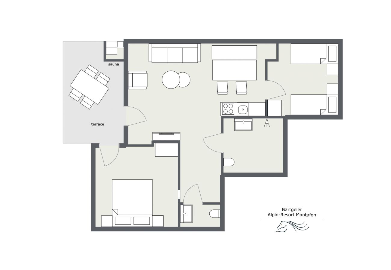 Floor plan Bartgeier 103 Alpin-Resort Montafon Floor plan of Bartgeier 103 Alpin-Resort Montafon