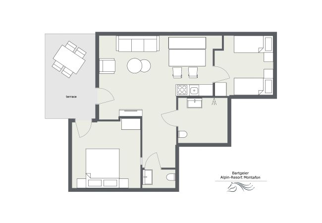 Ferienwohnung in Gargellen - Zwei-Schlafzimmer Wohnapartment  Ferienwohnung in Gargellen - Zwei-Schlafzimmer Wohnapartment